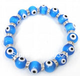 10mm Light Lucky Evil Eye Glass Bracelet for Women Size 10