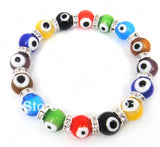10mm Light Lucky Evil Eye Glass Bracelet for Women Size 10