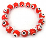 10mm Light Lucky Evil Eye Glass Bracelet for Women Size 10