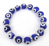 10mm Light Lucky Evil Eye Glass Bracelet for Women Size 10