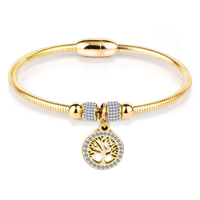 Tree of Life Charm Bracelet Stainless Steel Snake Chain Jewelry Gift