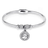Tree of Life Charm Bracelet Stainless Steel Snake Chain Jewelry Gift