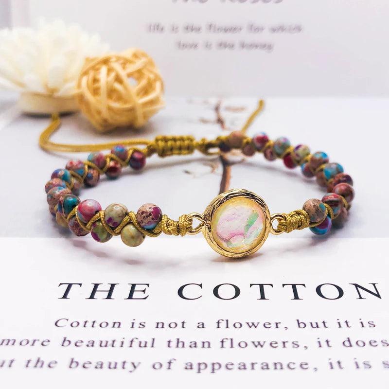2021 Stone Wrap Bracelets Amethysts Opal Braided Bangle Bohemian Jewellery