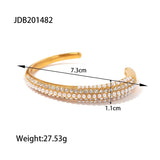Youthway Stainless Steel Rhinestone Pearl Geometric Cuff Bracelet