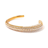 Youthway Stainless Steel Rhinestone Pearl Geometric Cuff Bracelet