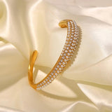 Youthway Stainless Steel Rhinestone Pearl Geometric Cuff Bracelet