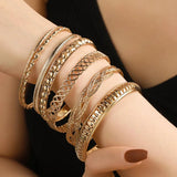 7Pcs Metal Bangles Set Boho Bracelets Punk Jewelry Gift