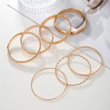 7Pcs Metal Bangles Set Boho Bracelets Punk Jewelry Gift