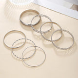 7Pcs Metal Bangles Set Boho Bracelets Punk Jewelry Gift