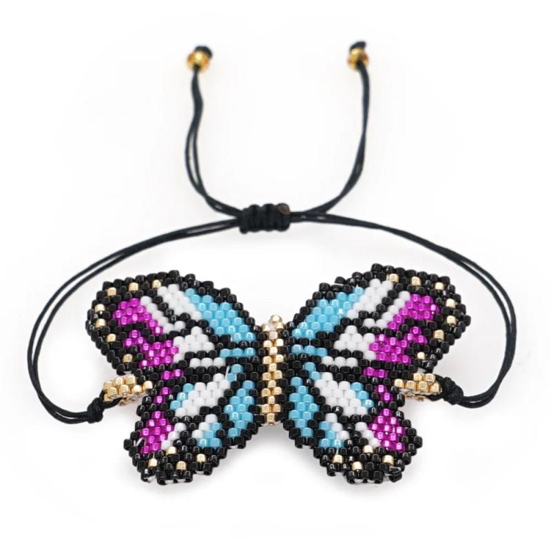 Hand Woven Butterfly Rice Ball Bracelet Bohemian Adjustable Beaded Bracelet
