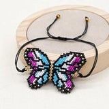 Hand Woven Butterfly Rice Ball Bracelet Bohemian Adjustable Beaded Bracelet