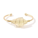 Irregular Citrine Stone Healing Crystal Bracelet Wire Wrapped Cuff for Women