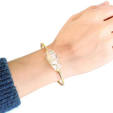 Irregular Citrine Stone Healing Crystal Bracelet Wire Wrapped Cuff for Women