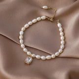Vintage Natural Pearl Jewelry Bracelet Crystal Pendant Charm Girl Gift