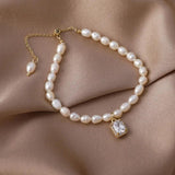 Vintage Natural Pearl Jewelry Bracelet Crystal Pendant Charm Girl Gift
