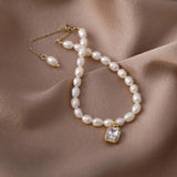 Vintage Natural Pearl Jewelry Bracelet Crystal Pendant Charm Girl Gift