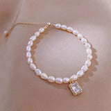Vintage Natural Pearl Jewelry Bracelet Crystal Pendant Charm Girl Gift