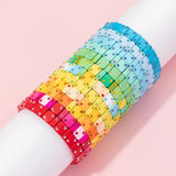 Square Beads Bracelet Zircon Charms Elastic Bangle Gift