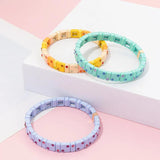 Square Beads Bracelet Zircon Charms Elastic Bangle Gift