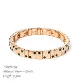 Square Beads Bracelet Zircon Charms Elastic Bangle Gift