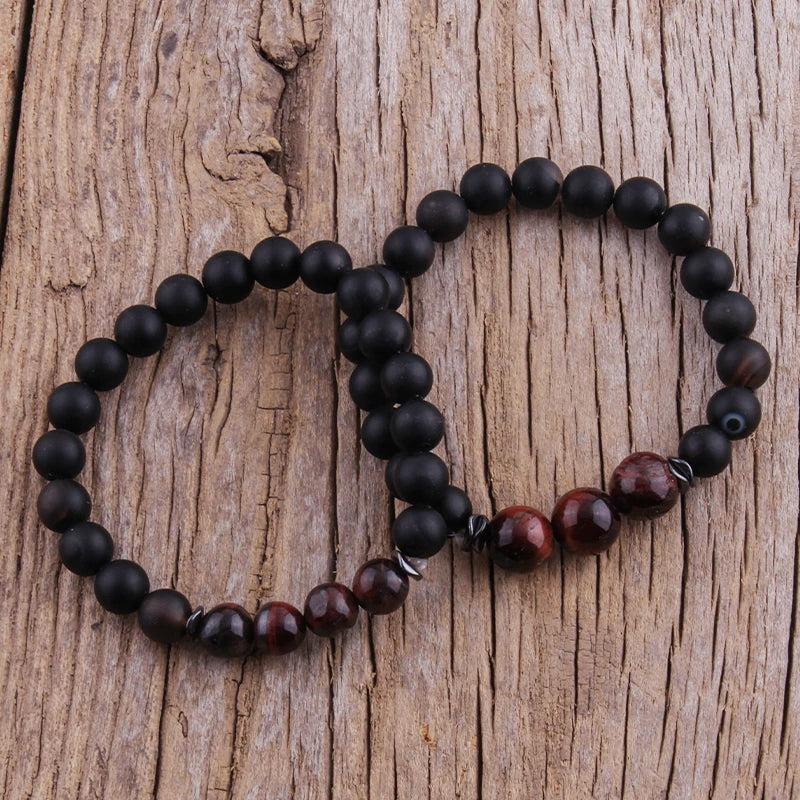 Boho Tiger Eye Beaded Bracelet 2pc Stack Stone Sets for Women