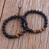 Boho Tiger Eye Beaded Bracelet 2pc Stack Stone Sets for Women