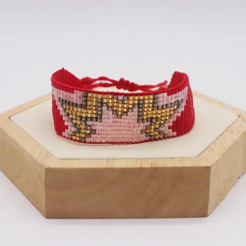 Hand Woven Lightning Pattern Beaded Bracelet Adjustable Unisex Bohemia