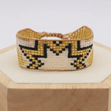 Hand Woven Lightning Pattern Beaded Bracelet Adjustable Unisex Bohemia
