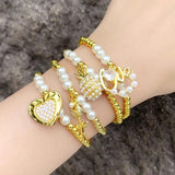 Pearl Beaded Bracelet Copper Wind Charm Bracelet