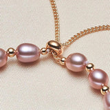 Pink Gradient Pearl Bracelet with Golden Charm