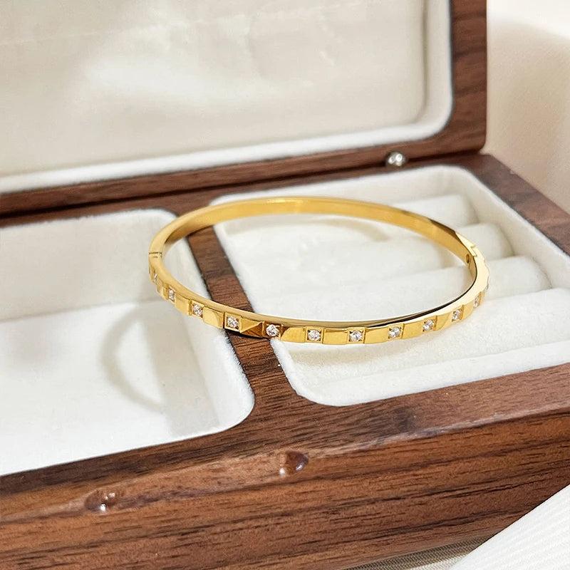 Stainless Steel Zirconia Bracelet PVD Plated Bangle Gift