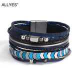 Hematite Metal Arrow Beads Leather Bracelet Unisex Jewelry