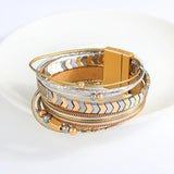 Hematite Metal Arrow Beads Leather Bracelet Unisex Jewelry