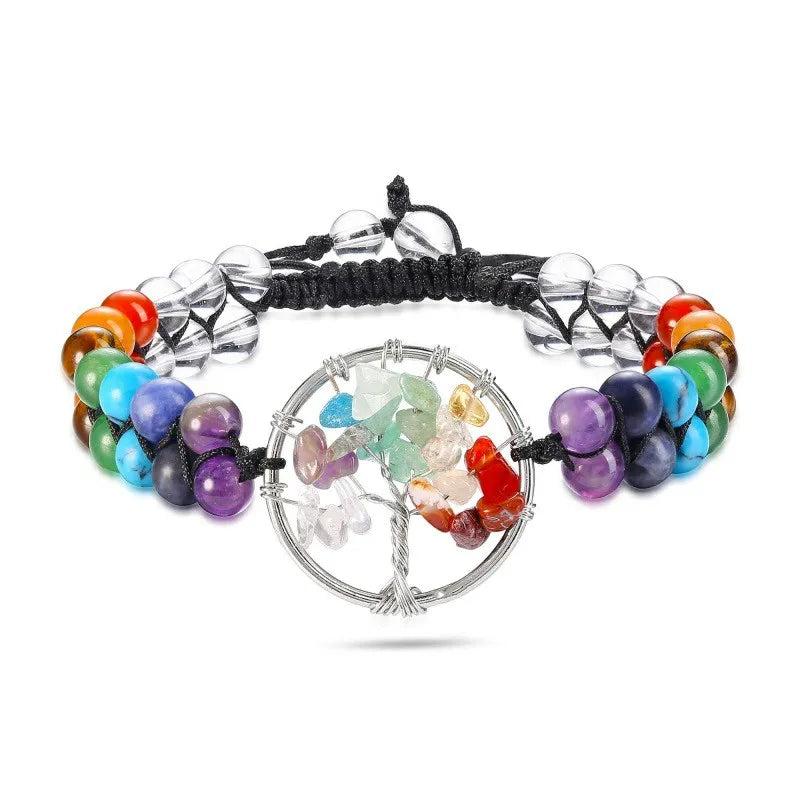 7 Chakra Bracelet Natural Stone Healing Balance Crystal Beads Yoga Ban