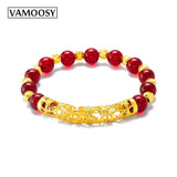 Opal Beads Bracelet Women Crystal 24K Plating Vintage Hollow Beads