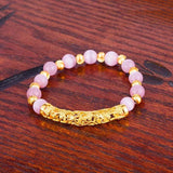 Opal Beads Bracelet Women Crystal 24K Plating Vintage Hollow Beads