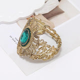 Vintage Green Crystal Bangles Bracelet For Women Cuff Elasticity Adjustable