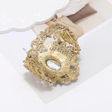 Vintage Green Crystal Bangles Bracelet For Women Cuff Elasticity Adjustable