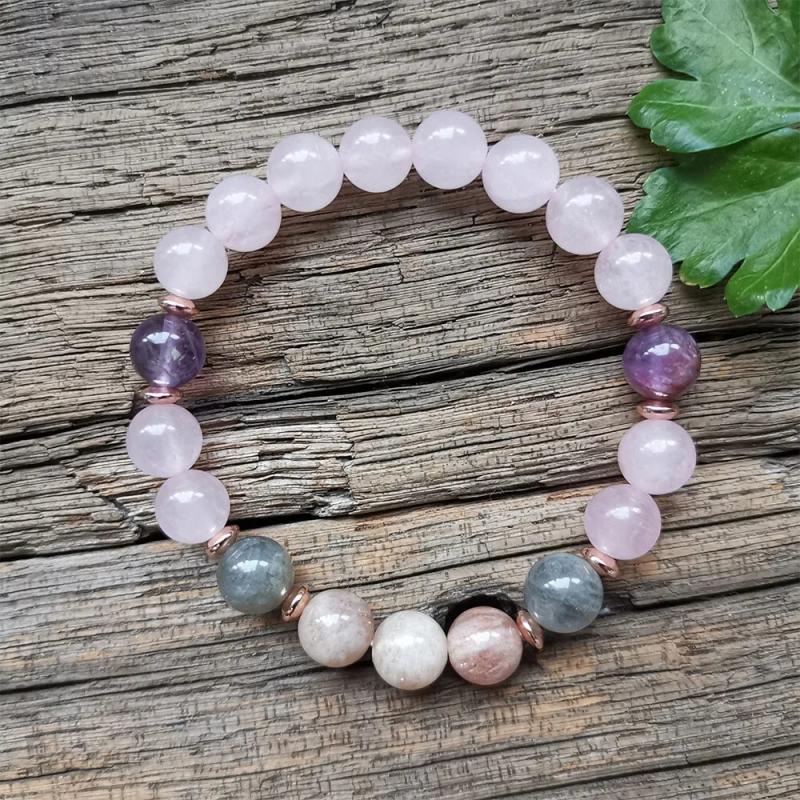 Sunstone Lodolite Labradorite Beads Prayer Bracelet Balance Power