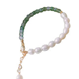 Freshwater Pearl & Green Jade Bracelet for Girls - Natural Jewelry