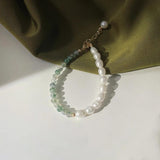 Freshwater Pearl & Green Jade Bracelet for Girls - Natural Jewelry