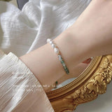 Freshwater Pearl & Green Jade Bracelet for Girls - Natural Jewelry