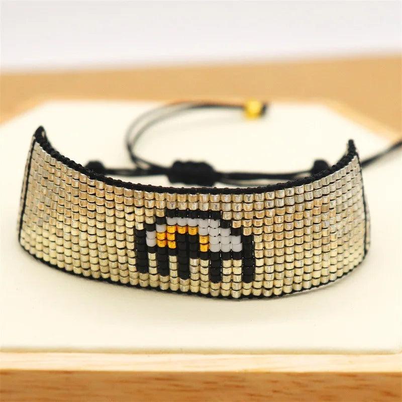 Vintage Jellyfish Eyes Beaded Bracelet Hand Knitting