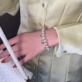 Freshwater Pearl Metal Coin Bracelet Zircon Charm Bracelet
