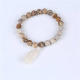 8mm Stone Tassel Bracelet Friendship Stretch Beads Jewelry