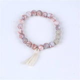 8mm Stone Tassel Bracelet Friendship Stretch Beads Jewelry