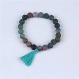 8mm Stone Tassel Bracelet Friendship Stretch Beads Jewelry