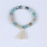 8mm Stone Tassel Bracelet Friendship Stretch Beads Jewelry