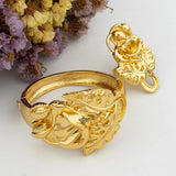 Dubai Flower Bracelet Ring Set - Wedding Party Bride Jewelry