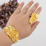 Dubai Flower Bracelet Ring Set - Wedding Party Bride Jewelry
